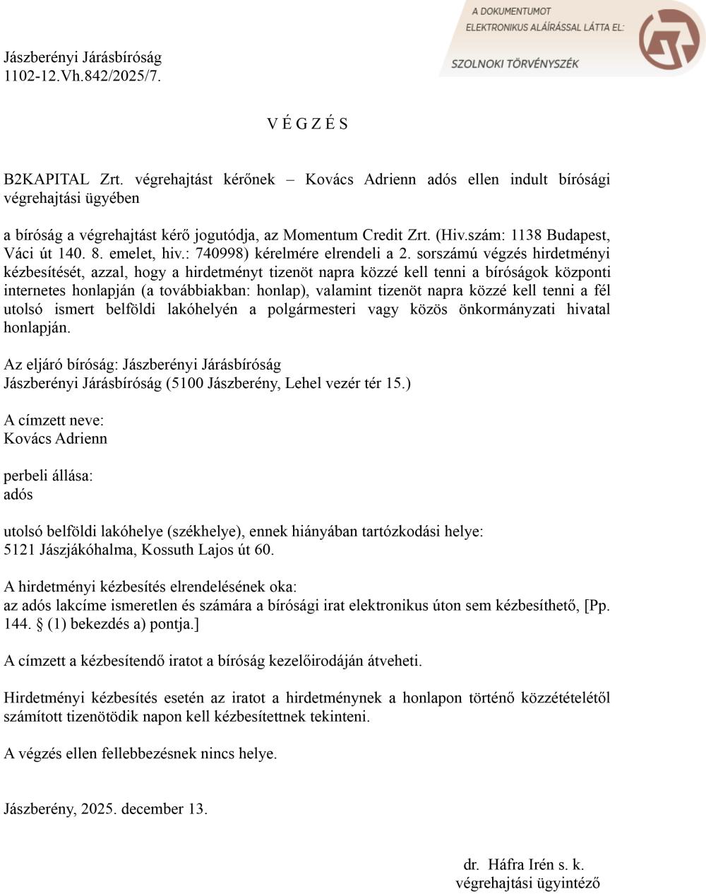 Hirdetmeny 2025 12 16