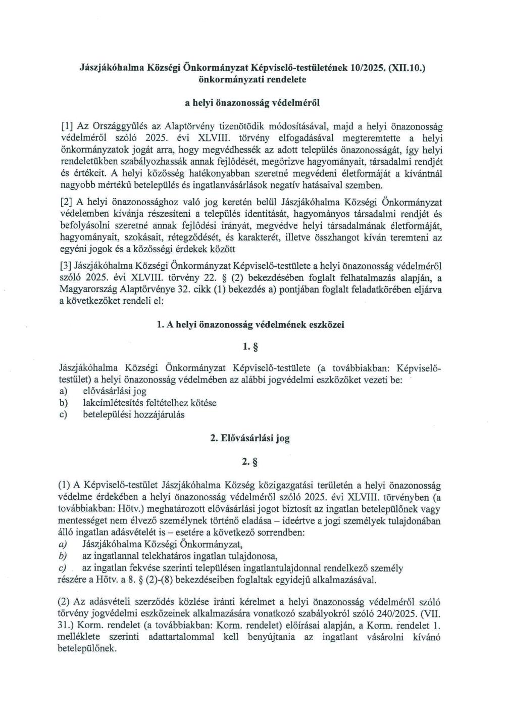 10 2025 Xii 10 Onkormanyzati Rendelet A Helyi Onazonossag Vedelmerol 1